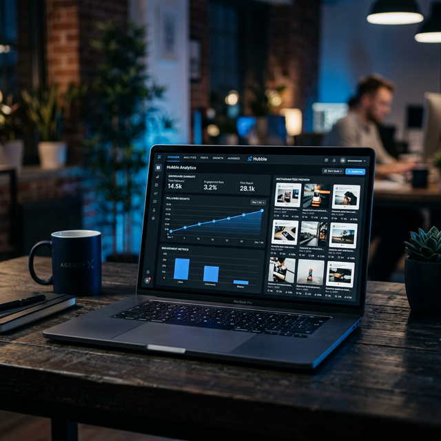 Notebook com dashboard de redes sociais